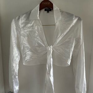 🌻 Silky Tie-Front Crop Blouse 🌻